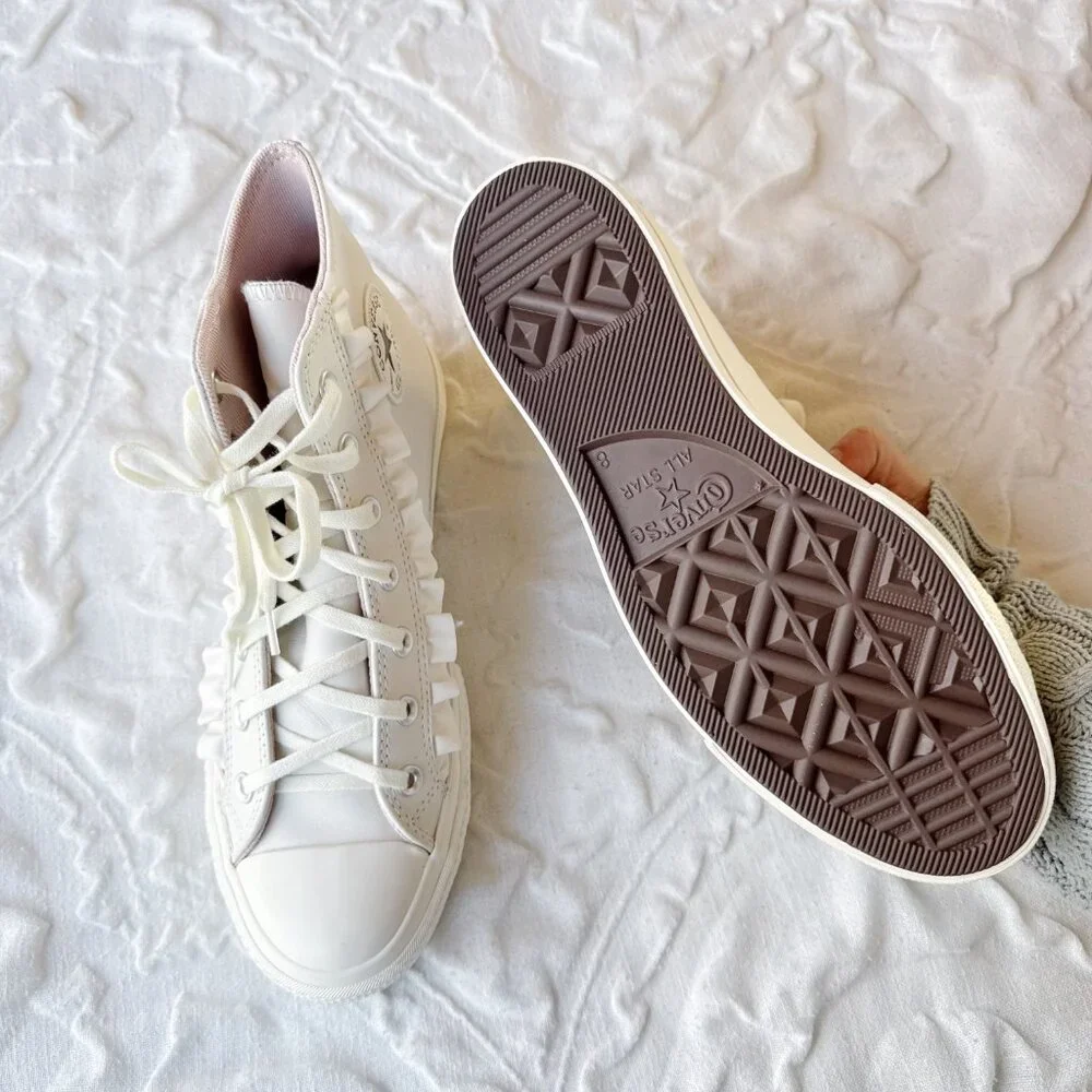 Converse High Top Sneakers in White with Ruffle - Picture 9 of 9